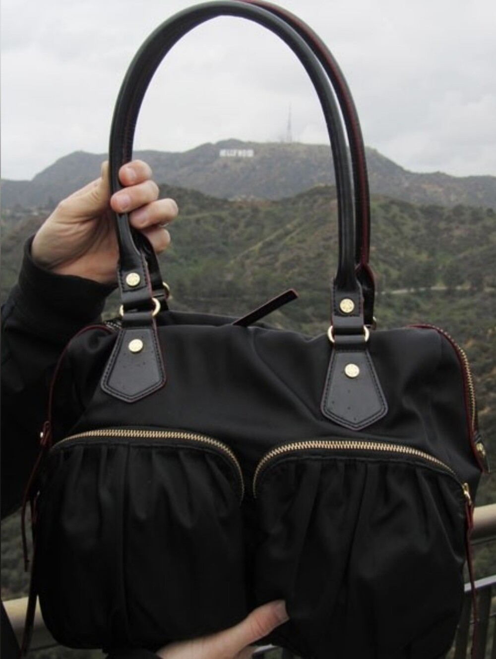 MZ Wallace Baby Jane Black Nylon Leather Trim Quiet Luxury Shoulder Bag